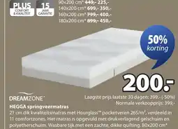 Jysk HEGGA springveermatras aanbieding
