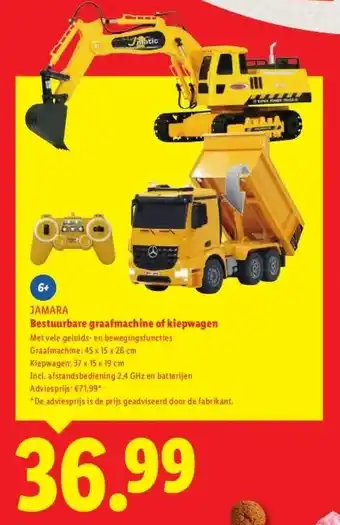 Lidl JAMARA Bestuurbare graafmachine of kiepwagen aanbieding