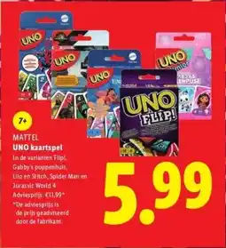 Lidl MATTEL UNO kaartspel aanbieding