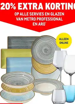 Makro ALLE SERVIES EN GLAZEN VAN METRO PROFESSIONAL EN ARO aanbieding