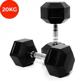 Bol.com Core Power Rubber Hex Dumbbells - 20 kg (per paar) aanbieding