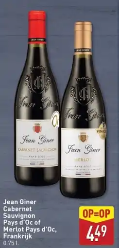 ALDI Jean Giner Cabernet Sauvignon Pays d'Oc of Merlot Pays d'Oc, Frankrijk aanbieding