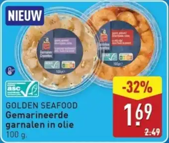 ALDI Golden Seafood Gemarineerde Garnalen in Olie aanbieding