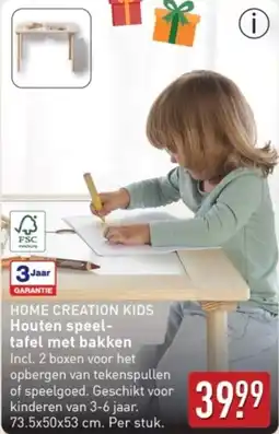 ALDI Home Creation Kids Houten Speel Tafel met Bakken aanbieding