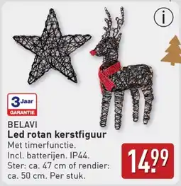 ALDI Belavi Led rotan kerstfiguur aanbieding