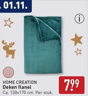 ALDI Home creation Deken flanel aanbieding