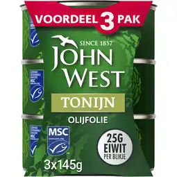 Albert Heijn John West Tonijn in olijfolie 3-pack aanbieding