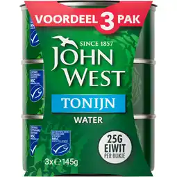 Albert Heijn John West Tonijn in water 3-pack aanbieding