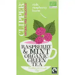 Albert Heijn Clipper Raspberry & mint organic green tea aanbieding