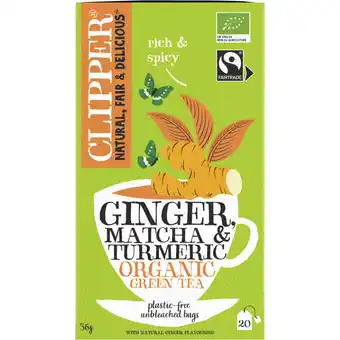 Albert Heijn Clipper Ginger matcha turmeric organic green tea aanbieding