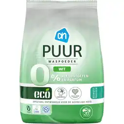 Albert Heijn AH Eco Wasmiddel puur wit poeder aanbieding