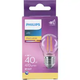 Albert Heijn Philips Led fil kogel helder E27 40W aanbieding