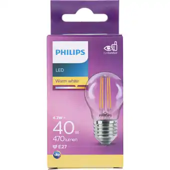 Albert Heijn Philips Led fil kogel helder E27 40W aanbieding