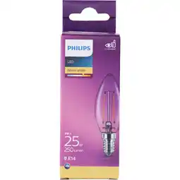 Albert Heijn Philips Led fil kaars helder E14 25W aanbieding