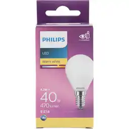 Albert Heijn Philips Led fil kogel mat E14 40W aanbieding