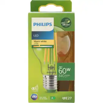 Albert Heijn Philips Led fil standaard E27 60W helder aanbieding