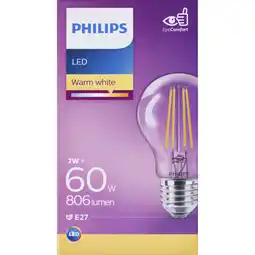 Albert Heijn Philips Led fil standaard helder E27 60W aanbieding