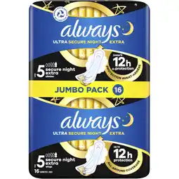 Albert Heijn Always Ultra night extra maandverband jumbopack aanbieding