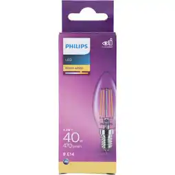 Albert Heijn Philips Led fil kaars helder E14 40W aanbieding