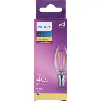 Albert Heijn Philips Led fil kaars helder E14 40W aanbieding