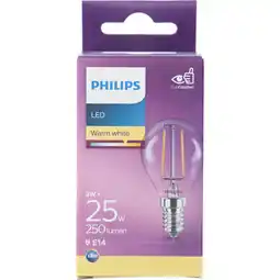 Albert Heijn Philips Led fil kogel helder E14 25W aanbieding