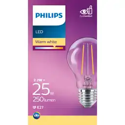 Albert Heijn Philips Led fil standaard helder E27 25W aanbieding