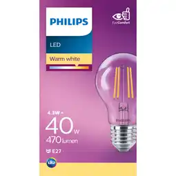 Albert Heijn Philips Led fil standaard helder E27 40W aanbieding