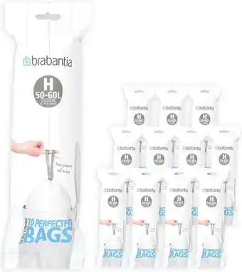Bol.com Brabantia PerfectFit Vuilniszakken - 50/60 l - Code H - 12 rollen x 10 stuks aanbieding