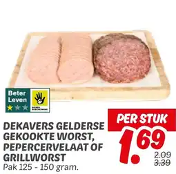 Dekamarkt Dekavers gelderse gekookte worst, pepercervelaat of grillworst aanbieding