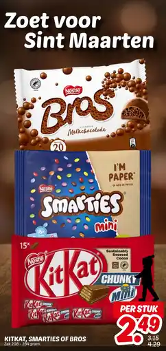 Dekamarkt Kitkat, smarties of bros aanbieding