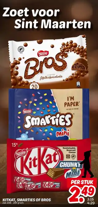 Dekamarkt Kitkat, smarties of bros aanbieding