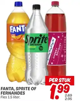 Dekamarkt Fanta, sprite of fernandes aanbieding