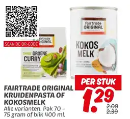 Dekamarkt Fairtrade original kruidenpasta of kokosmelk aanbieding