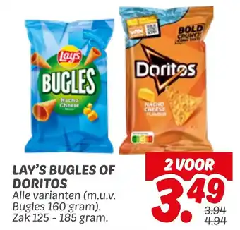 Dekamarkt Lay's bugles of doritos aanbieding