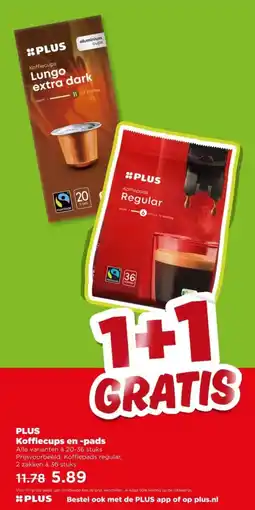 PLUS PLUS Koffiecups en pads aanbieding