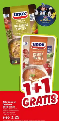 PLUS Alle Unox en Conimex Soep in zak aanbieding