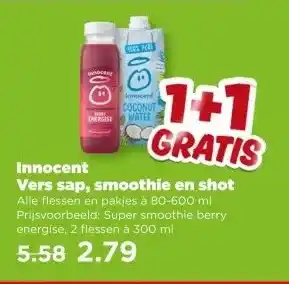 PLUS Innocent Vers sap, smoothie en shot aanbieding