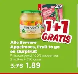 PLUS Alle ServeroAppelmoes, Fruit to go en slurpfruit aanbieding