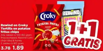 PLUS Rewind en Croky Tortilla en patatas fritas chips aanbieding