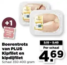 PLUS Boerentrots van PLUS Kipfilet en kipdijfilet aanbieding