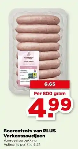 PLUS Boerentrots van PLUS Varkenssaucijzen aanbieding