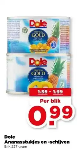 PLUS Dole Ananasstukjes en schijven aanbieding