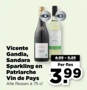 PLUS Vicente Gandia, Sandara Sparkling en Patriarche Vin de Pays aanbieding