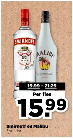 PLUS Smirnoff en Malibu aanbieding