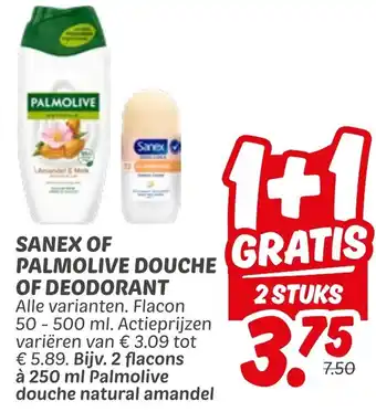 Dekamarkt Sanex of Palmolive douche of deodorant aanbieding