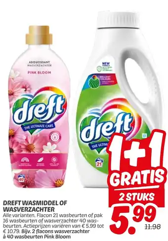 Dekamarkt Dreft wasmiddel of wasverzachter aanbieding