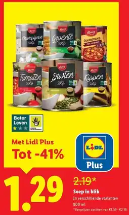 Lidl Soep in blik aanbieding