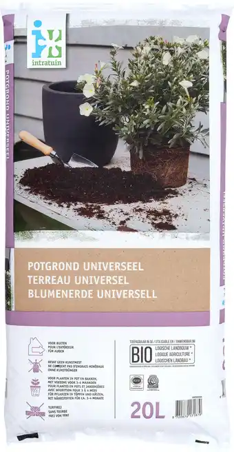Intratuin Intratuin potgrond universeel turfvrij Bio 20 L aanbieding