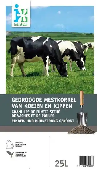 Intratuin Intratuin gedroogde mestkorrels van koeien en kippen 25 L aanbieding