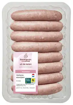 PLUS PLUS Boerentrots Varkenssaucijzen 8 st aanbieding